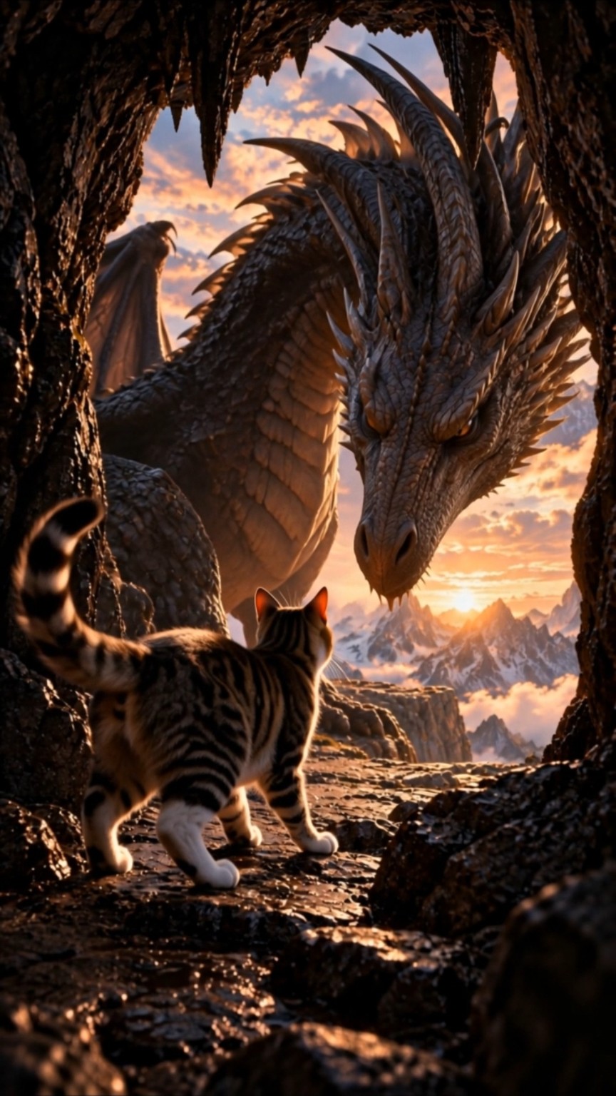 Boni standing face to face with a dragon